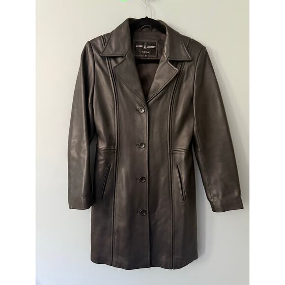 Vintage Maximo Luciano Women’s Italian Black Genuine Leather Coat Size M - Picture 1 of 8